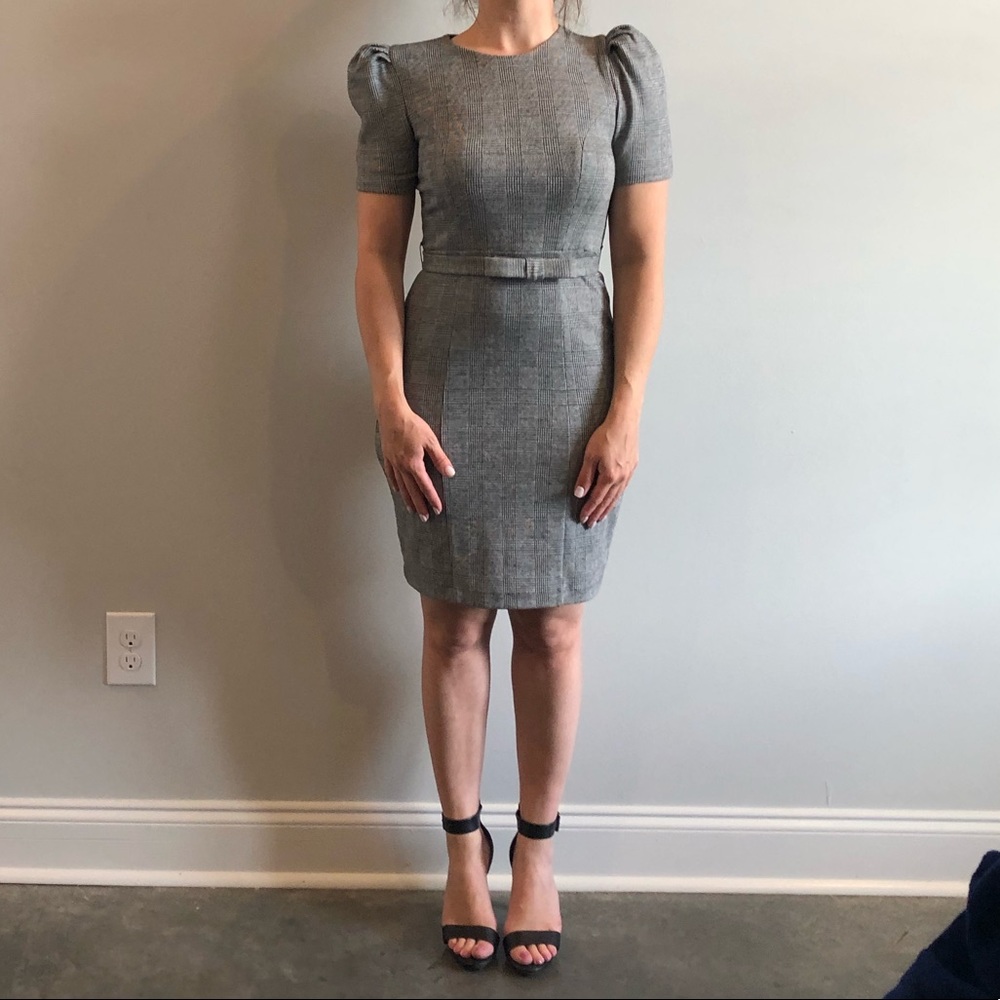 Express black&white houndstooth plaid print dress